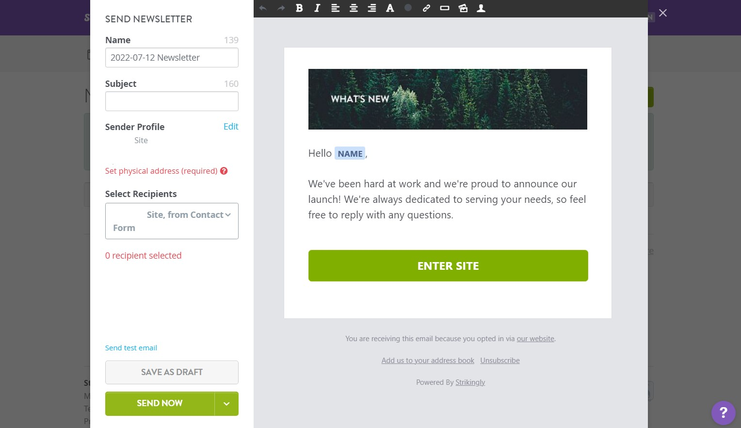 Strikingly Email Newsletter Strikingly Email Newsletter